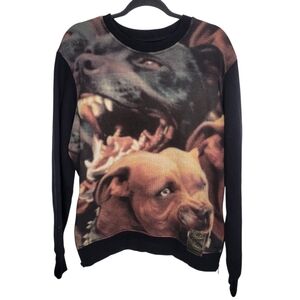 Akoo Pitbull Black Crewneck Side Zipper Pull-over Sweatershirt Men's Large